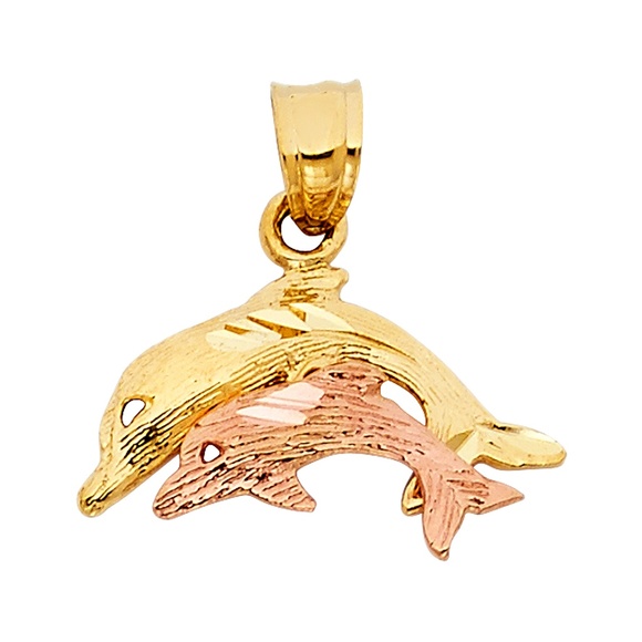 14K Two ToneDolphin Pendant